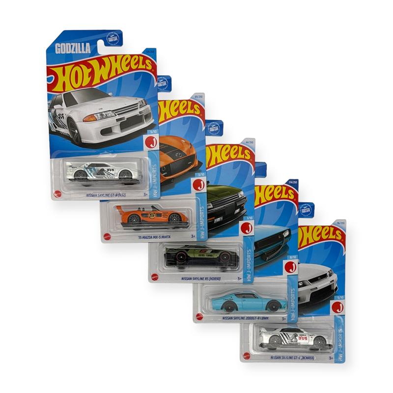 Hot Wheels JDM Basic Diecast Model Cars - Nissan Skyline, Toyota Supra, Mazda 323, LBWK, Datsun, Subaru WRX, Honda, Acura - 1:64 Scale