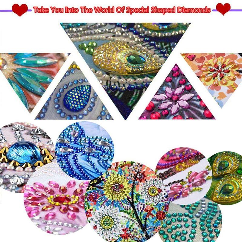 Gnome Doll & Bird Pattern Irregular Shaped Diamond Art Painting Kit without Frame, DIY 5D Diamond Arts Painting Kit, Wall Art Decor for Home