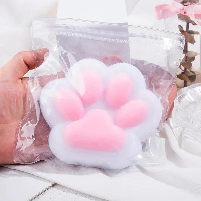 Funny Gift Squeeze Toy Squeeze Cat Paw Toys Mini Kawaii Plush Cat Paw Silicone Small Cats Paw Cute Pink Cat Foot Household Goods