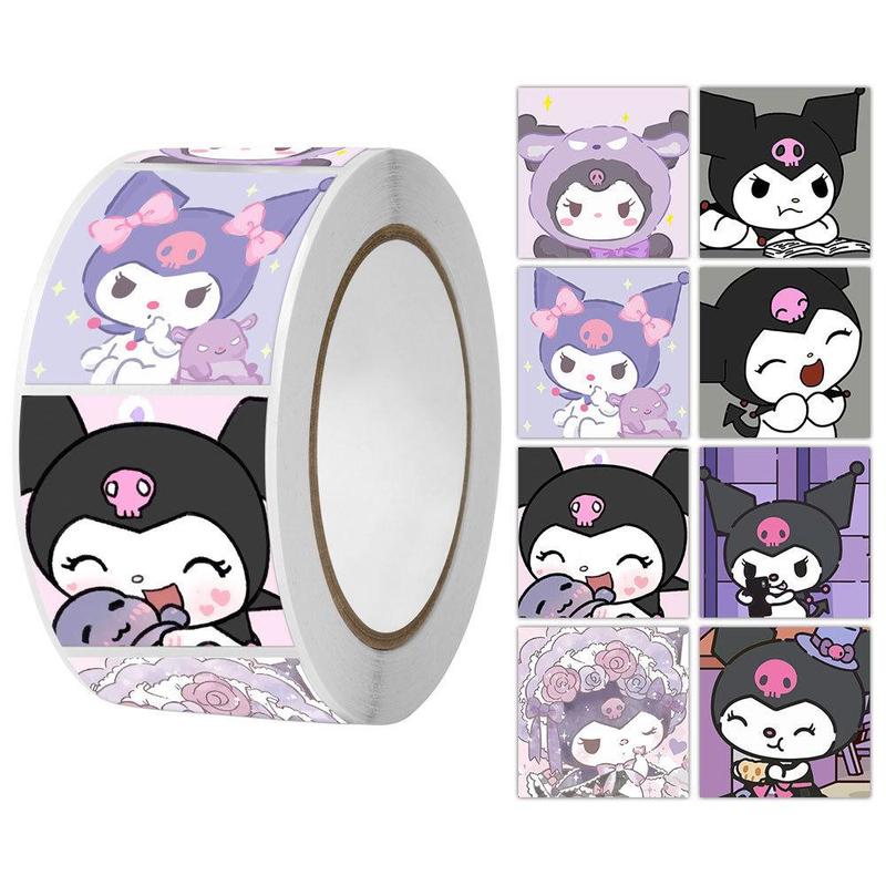 Sanrio Kuromi Pattern Sticker, 500pcs roll Long Cute Sticker, Durable Journal Book Sticker, Suitable for DIY Notebook Decoration