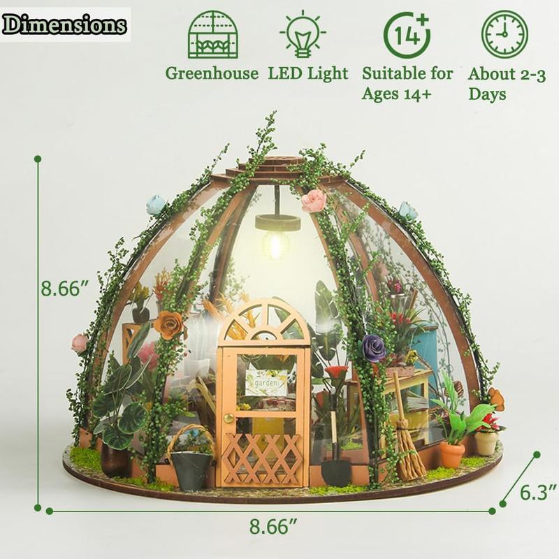 DIY Miniature Dollhouse Kit with Furniture, 1:24 Scale Creative Room Mini Greenhouse Wooden Christmas Doll House for Kids Teens Adults(Star Garden)