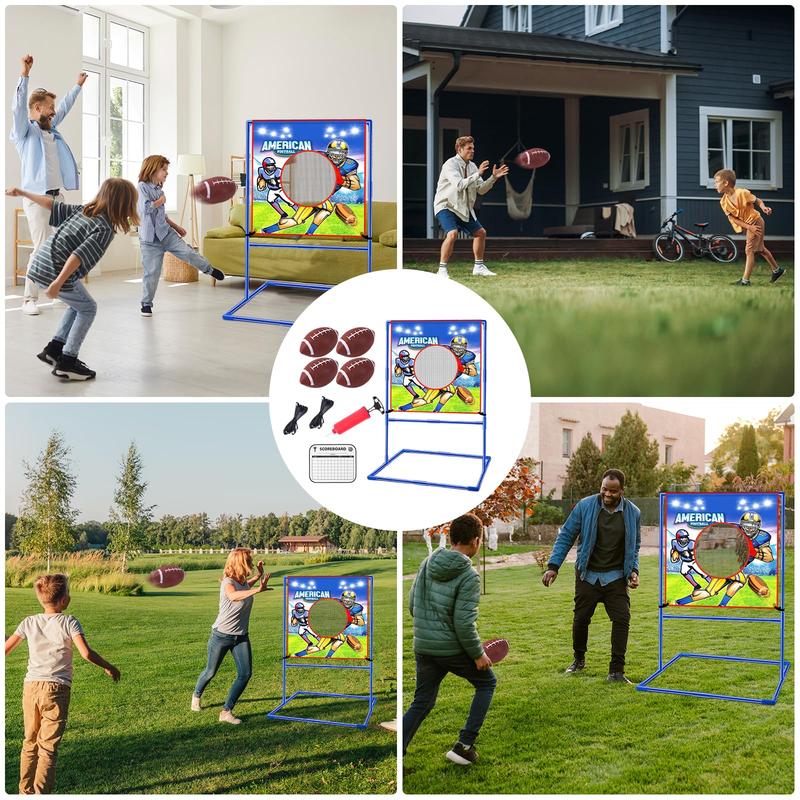 VATOS Football Toss Target Games with 4 Inflatable Footballs - Indoor Outdoor Backyard Throwing Sport Toy for Kids, Football Passing Targets Party Game for Boys Girls and Family Fun Play