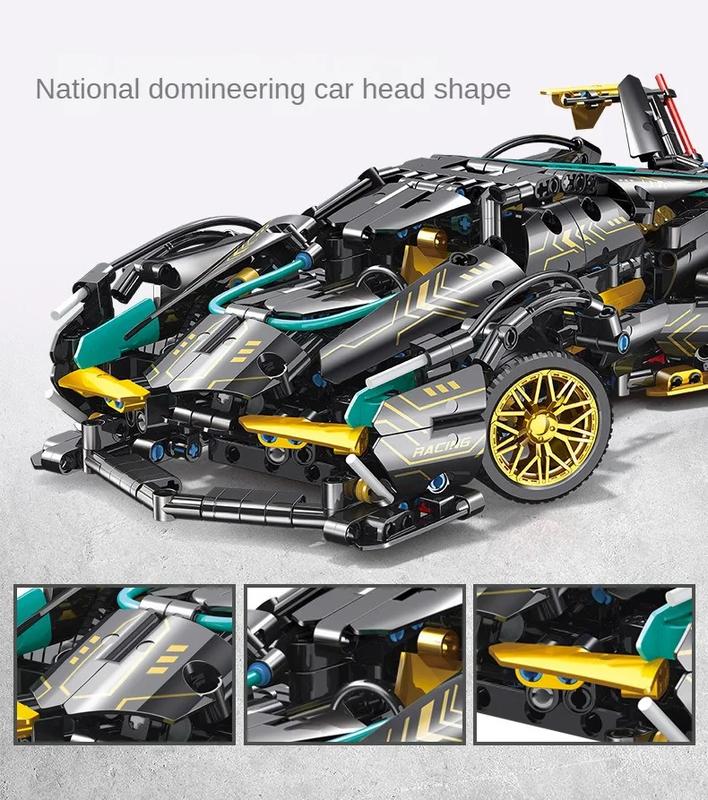 Technic Car Model 1:14 Black Gold V12 Sports Car Assembled Blocks Boy Hands-On Brain Educational Toy Holiday Gift 1012pcs Building Block Toys Set buildingbrickset