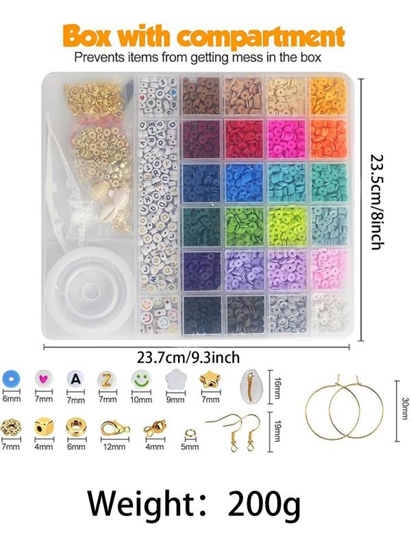 Colorful Beaded Kit, 24 Colors Beads & Elastic String & Lobster Clasps & Jump Rings, Diy Jewelry Making Supplies for Bracelet Necklace Earrings