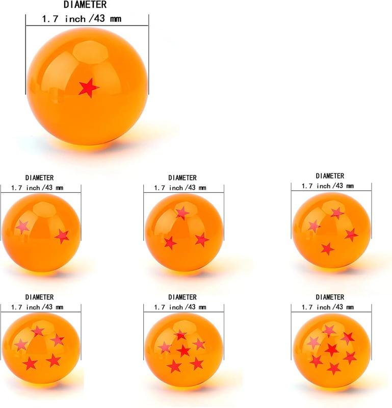 New collection of medium-sized crystal resin star ball Dragon Ball-Animation collection new gift box set of 7 pieces (diameter 1.7 inches diameter 43mm)