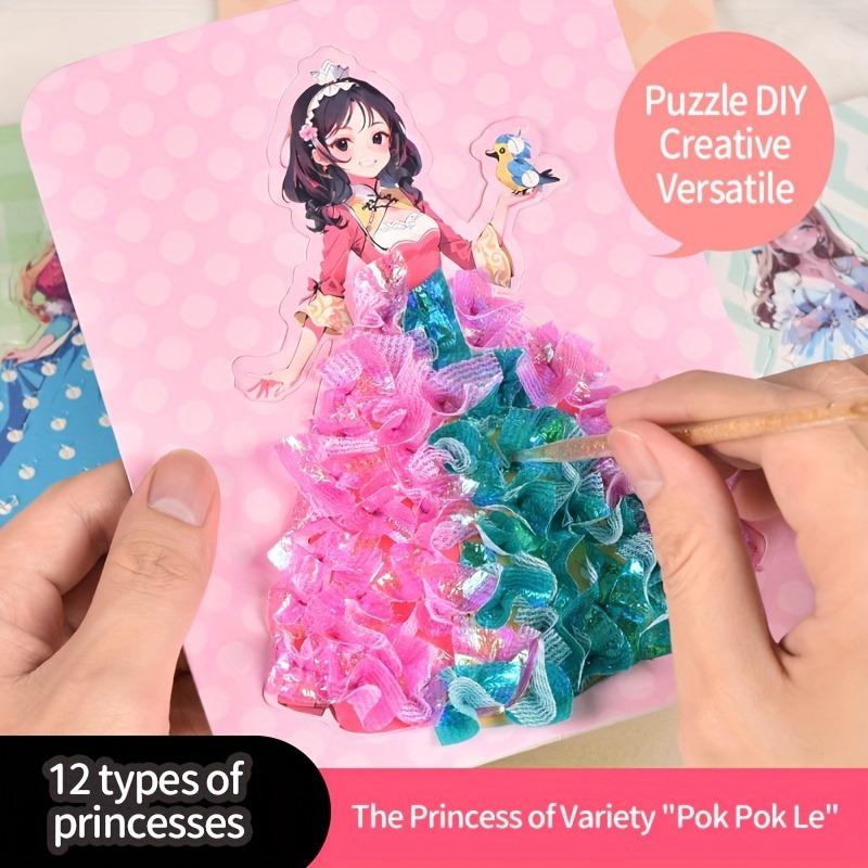 Fantasy Princess DIY Craft Kit with 12 Sticker Boards - Educational Dress-Up Puzzle Toy for Kids,Sensory Nanotopia Scissor Skills Set, Perfect Birthday & Christmas Gift