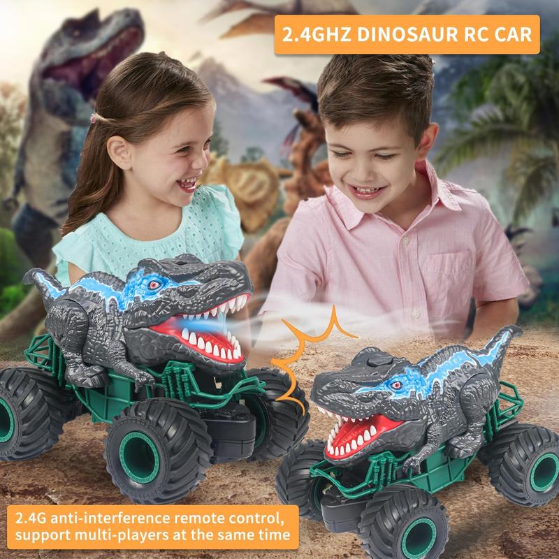 Dinosaur Remote Control Car, 2.4GHz RC Mega Monster Truck Toys for Toddlers, Dinosaur Toys with Light, Sound & Spray, Indoor Outdoor All Terrain Electric Toys for 2 3 4 5 6 7 8-12 Kids Boys