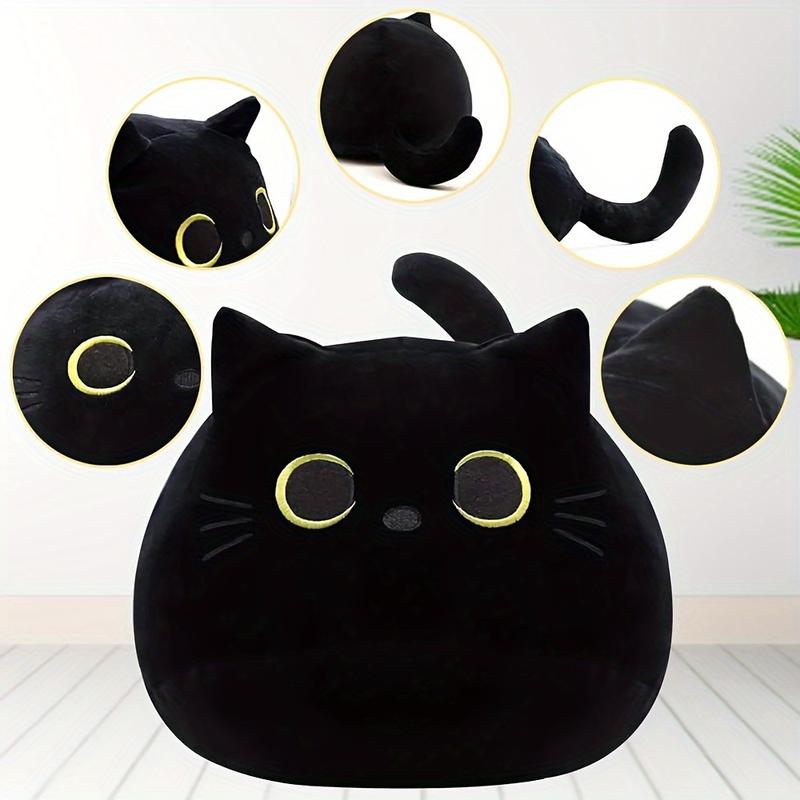 7-15inch Black Cat Pillow, Soft Plush Doll Black Cat Stuffed Animal, 3D Black Cat Plushies Pillow Baby Cute Plush Toys Shape Cat Design Sofa Fat Pillow Gifts bubble stuffedanimal