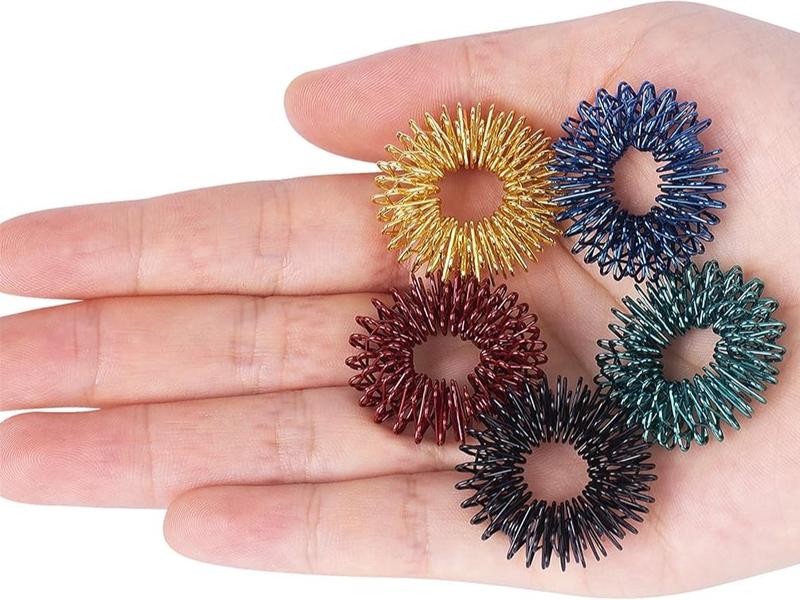 Spiky Sensory Rings, 10 Pack, Stress Relief Fidget Sensory Toys, Fidget Rings, Fidget Ring for Anxiety, Stress Relief Rings, Massager for Fidget ADHD Autism, Silent Stress Reducer Ring