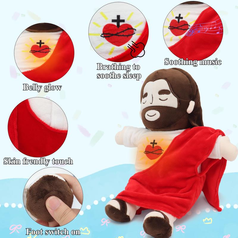 Calming Sleep Breathing Jesus Plush Toy-Sacred Heart of Jesus perfect Christmas gifts for kid adult electric music doll