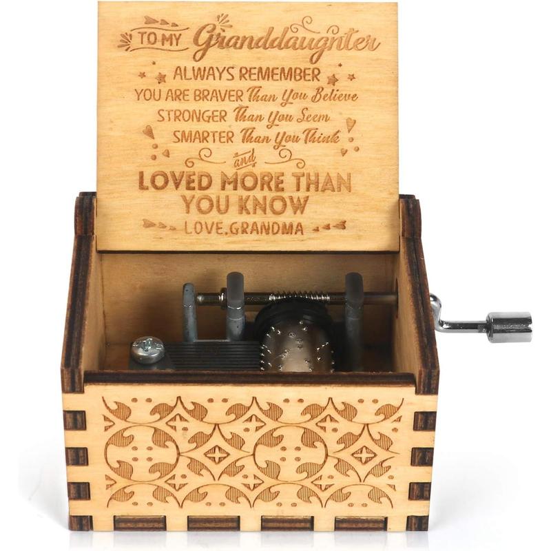 Music Box Hand Crank Engraved Musical Box-U R My Sunshine Mechanism Antique Vintage Personalizable Gift