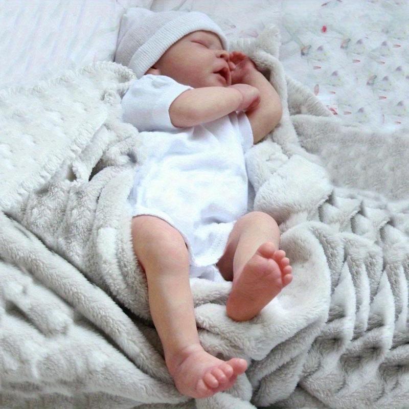 Realistic Reborn Asleep Doll, 1 Set 18 Inch Soft Silicone Newborn Bebe & Accessories, Alive Kid Cute Bedtime Toy, Birthday Gift For Child