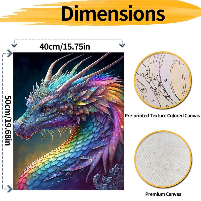 Dragon Pattern Number Painting Kit without Frame, 1 Set DIY Painting Kit with Brush & Paint, Wall Art Decor for Home Living Room Bedroom