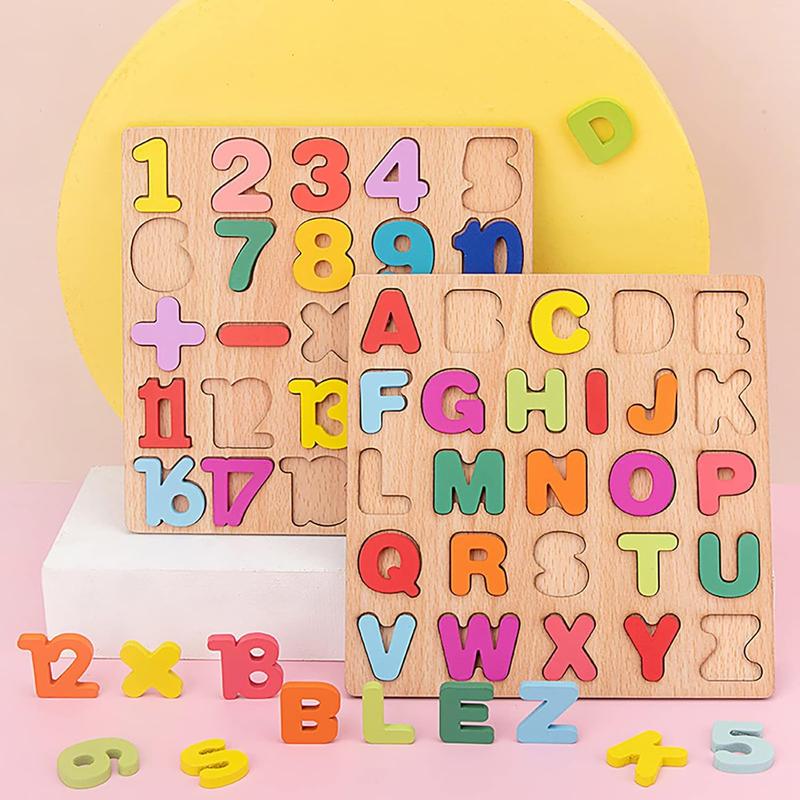 Wooden Puzzles for Toddlers, 3pack Alphabet Shape Puzzles for Kids 3 Wooden Montessori Toddler Puzzles Wooden Alphabet Number Shape Puzzles for Kids 3 Years Old Boys & Girls