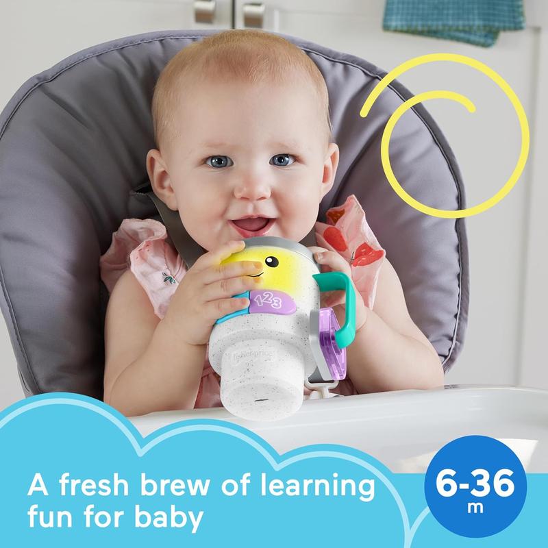 Fisher-Price Baby & Toddler Toy Laugh & Learn Wake Up & Learn Coffee Mug with Lights Music & Learning for Infants Ages 6+ Months