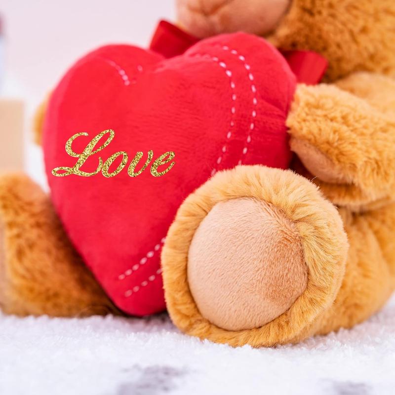 Stuffed Animal Teddy Bear, Holding Love Heart Plush Bears, I Love You Mom, Valentine's Day Gift, Love Gift for Mom, Girlfriends, Baby, 8 inches