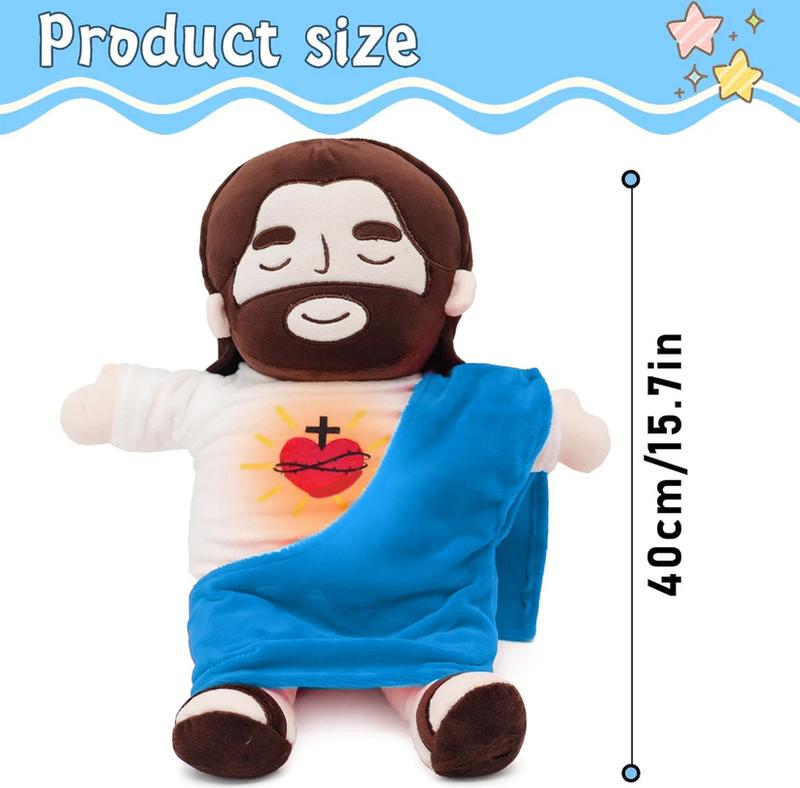 Calming Sleep Breathing Jesus Plush Toy-Sacred Heart of Jesus perfect Christmas gifts for kid adult electric music doll