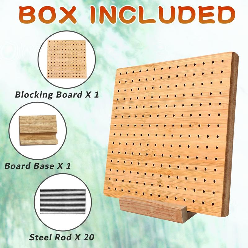 7.8 Inches Bamboo Wooden Board for Knitting Crochet and Granny Squares Blocking Board for Knitting and Crochet Projects Handcrafted Knitting Stainless Steel Pins