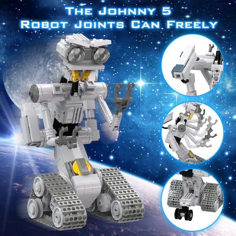 Tenhorses Johnny 5 Robot Short CircuiIt Building Toy Set for Kids, Boys, Girls;  Mecha Movie Circuit Robot Figures Model Toys,  Robot Building Blocks for Ages 7+ (313 Pieces)