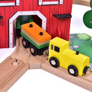 77PCS Wooden Train Set Magnetic Trains and Farm Railway Tracks for Kids Toddlers Toys Birthday Gifts