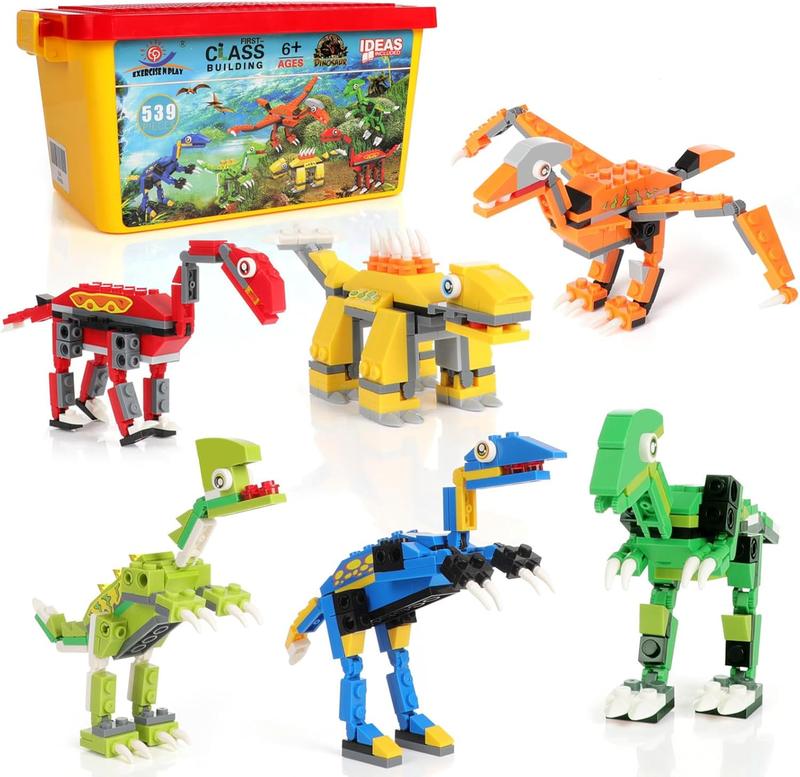 539-Piece Dinosaur Building Blocks Set – Creative DIY Construction Toys for Boys and Girls Ages 6+