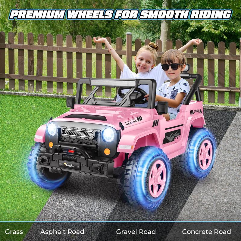 Hikole 24V Ride-On Jeep for Big Kids, 2-Seater with Remote and Parent Control, 4x200W Motors, 4WD Power Wheels, Electric Vehicle with Storage