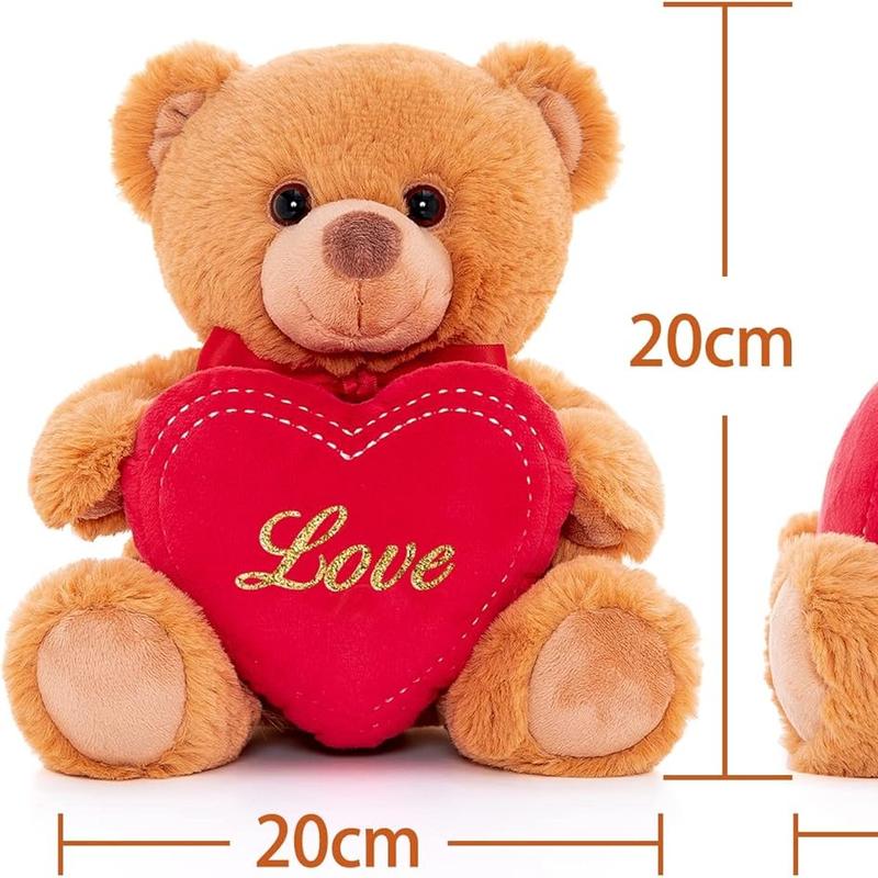 Stuffed Animal Teddy Bear, Holding Love Heart Plush Bears, I Love You Mom, Valentine's Day Gift, Love Gift for Mom, Girlfriends, Baby, 8 inches