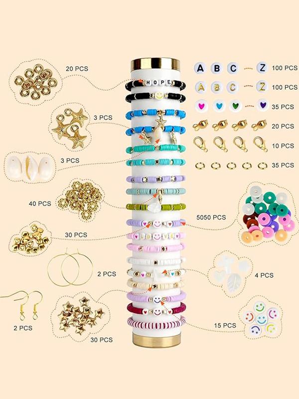 Colorful Beaded Kit, 24 Colors Beads & Elastic String & Lobster Clasps & Jump Rings, Diy Jewelry Making Supplies for Bracelet Necklace Earrings