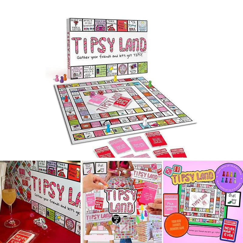 Funny Tipsyland Land Board Game Set Interactive Adult Party Game with Dice Cards and Accessories Perfect for Gatherings Fun Drinking Games Trending on TikTok