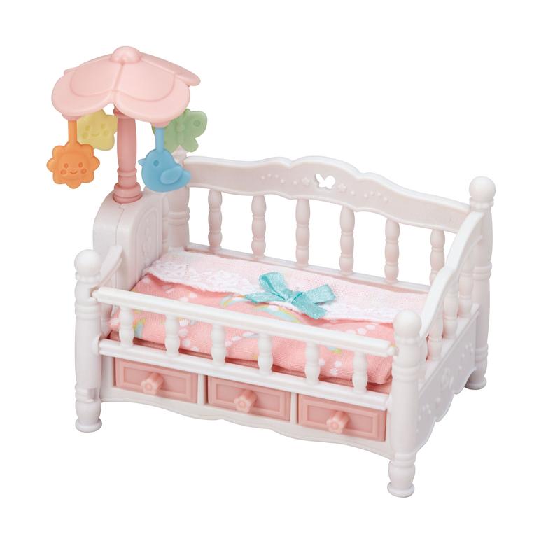 Calico Critters Crib with Mobile, Dollhouse Furniture Set with 