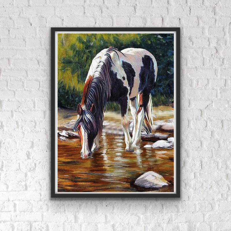 DIY Diamond Painting Kit Without Frame, Horse Pattern Diamond Painting, DIY Wall Decor Painting For Bedroom Living Room Office