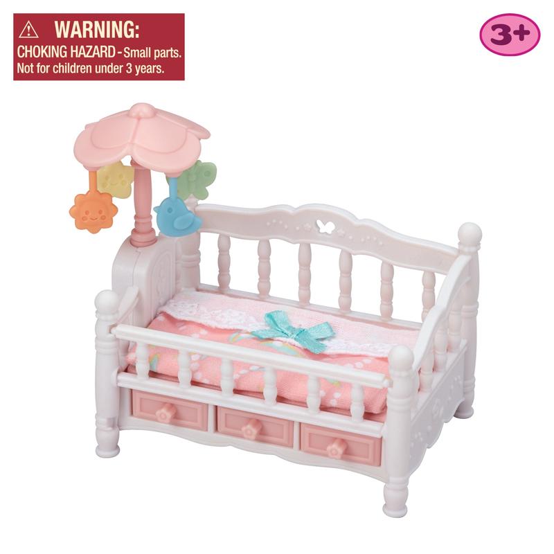 Calico Critters Crib with Mobile, Dollhouse Furniture Set with 