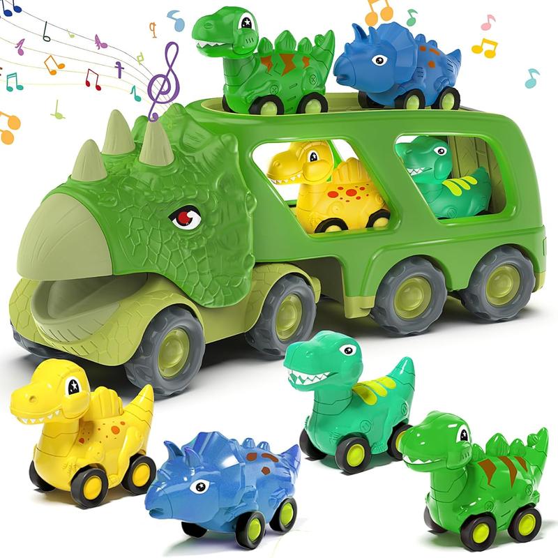 Dinosaur Toys for Kids 3-5 Years Old,Dinosaur Transport Carrier Truck with 4 Pack Small Pull Back Dino Car,Dinosaur Transport Truck Toys for 2 Year Old boy Christmas Birthday Gift