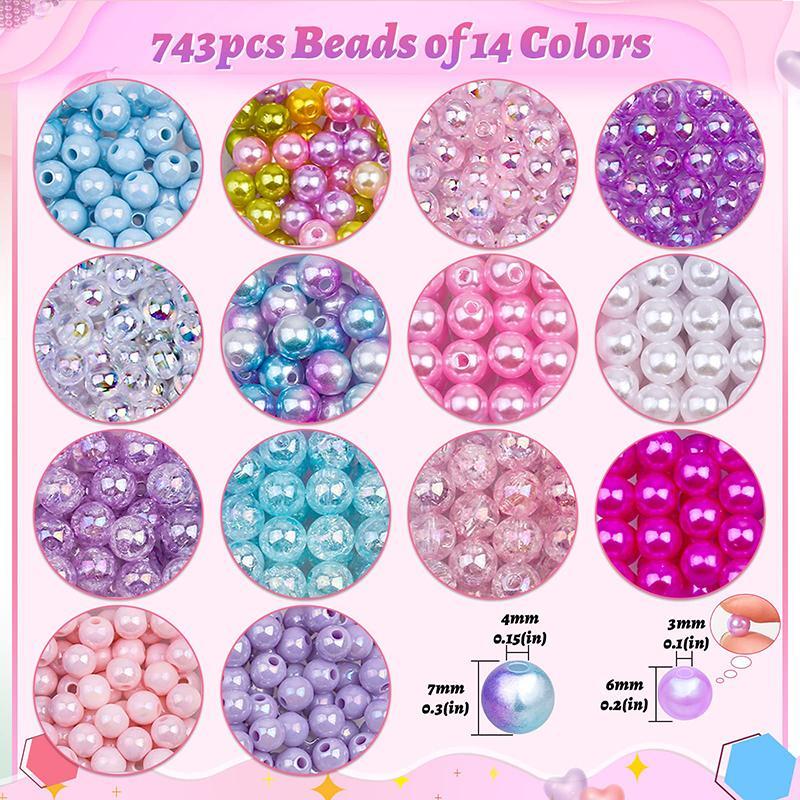 Mixed Color Ocean Bead Set, 773pcs set Mermaid Charm Beading Kit for Friend Bracelet Necklace, DIY Jewelry Making Supplies for Teenager & Women