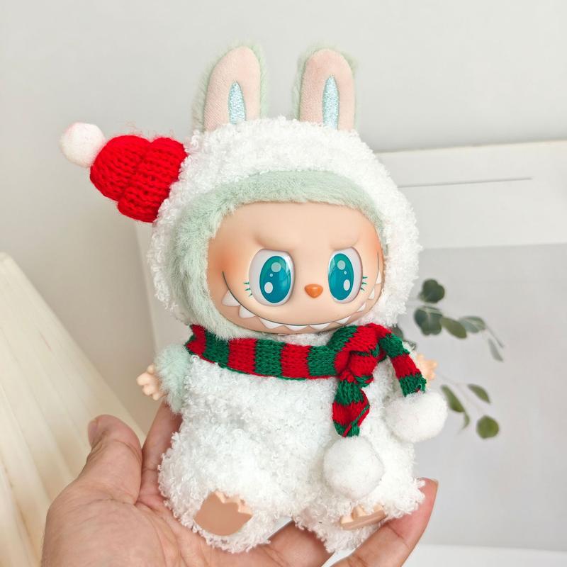 (Clothes Only) Christmas Doll Clothes labubu Monsters Handmade Christmas Clothes, labubu Have A Seat and Macarons Version Christmas Outfit