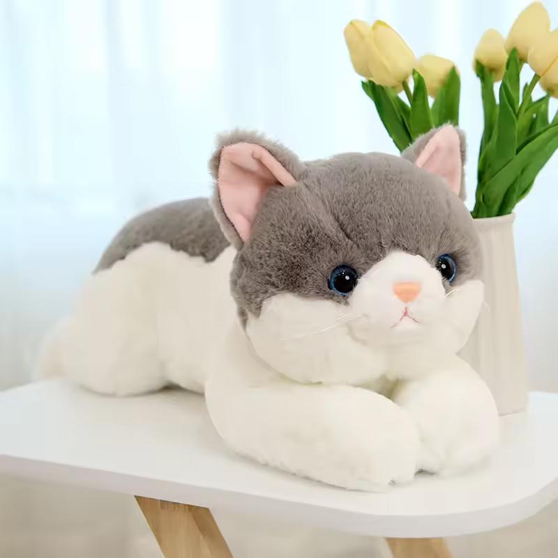 SNOWOLF 19.7”  27.5” Simulation Cat Toy  Plush Toy Cat Pillow Stuffed Animal Grey White Yellow Multi-Color Cat Home Decor Gift For Children