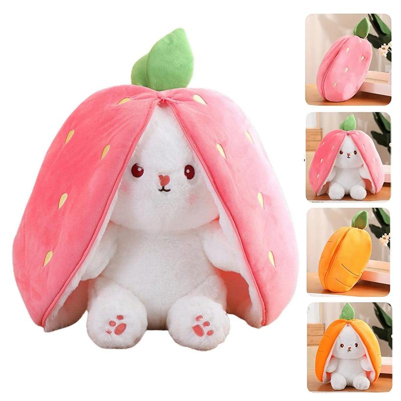 Bunny Plush Strawberry Stuffed Animal Carrot Rabbit Plushie Toy for Kids - Thanksgiving Christmas Gift for Girls