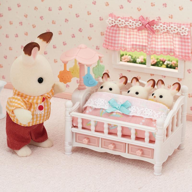 Calico Critters Crib with Mobile, Dollhouse Furniture Set with 