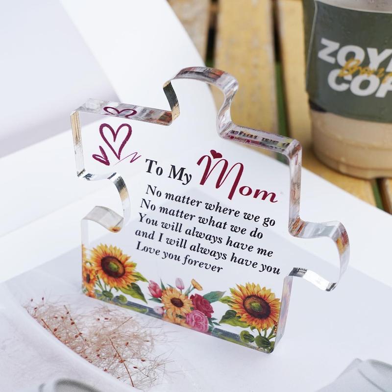 Acrylic Puzzle Gifts for Mom, Mother's Day Gift Present from Son and Daughter, Engraved Block Piece Birthday Christmas Ideas Presents, Cool Gifts for Mothers Under 10 Dollars, Style 3