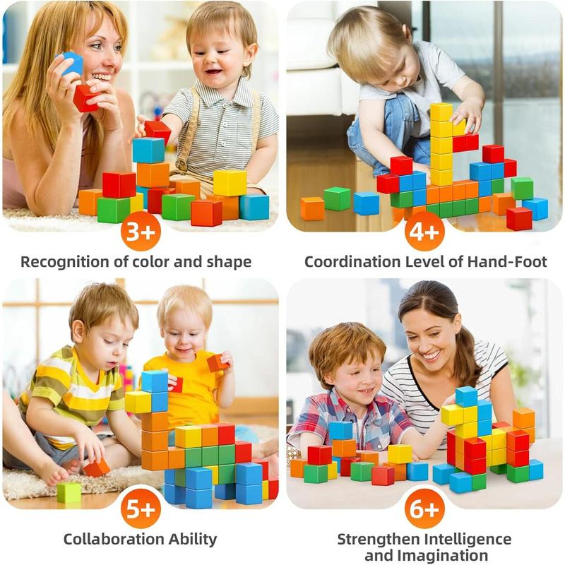 Magnetic Blocks, 1.41 inch Large Magnetic Building Blocks for Toddlers 3 4 5 6 7 8 Years Old Boys Girls, 3D Magnetic Cubes for Kids,Montessori Toys Sensory STEM Education Preschool Magnet Toys 1-3Gift