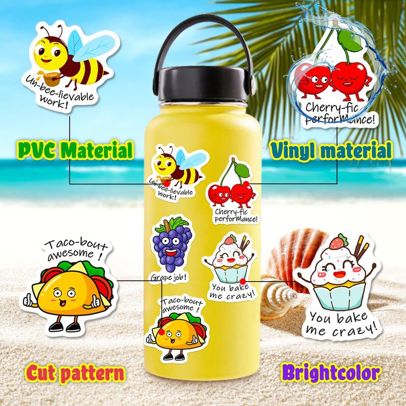 Cute Cartoon Pattern Sticker, 50pcs set Waterproof Self Adhesive Decor Paper, DIY Decor Sticker for Gift Greeting Card Water Bottle Laptop Phone