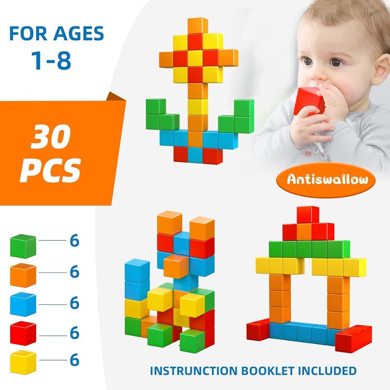 Magnetic Blocks, 1.41 inch Large Magnetic Building Blocks for Toddlers 3 4 5 6 7 8 Years Old Boys Girls, 3D Magnetic Cubes for Kids,Montessori Toys Sensory STEM Education Preschool Magnet Toys 1-3Gift