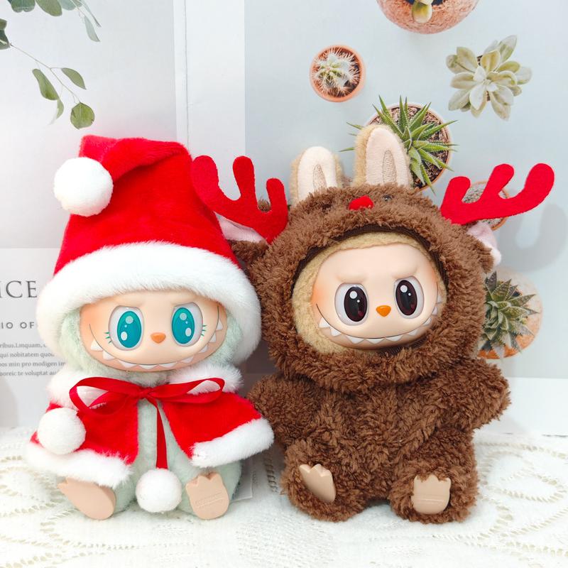 (Clothes Only) Christmas Doll Clothes labubu Monsters Handmade Christmas Clothes, labubu Have A Seat and Macarons Version Christmas Outfit