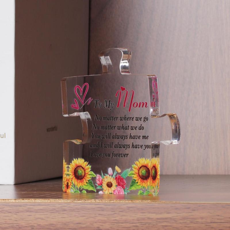 Acrylic Puzzle Gifts for Mom, Mother's Day Gift Present from Son and Daughter, Engraved Block Piece Birthday Christmas Ideas Presents, Cool Gifts for Mothers Under 10 Dollars, Style 3