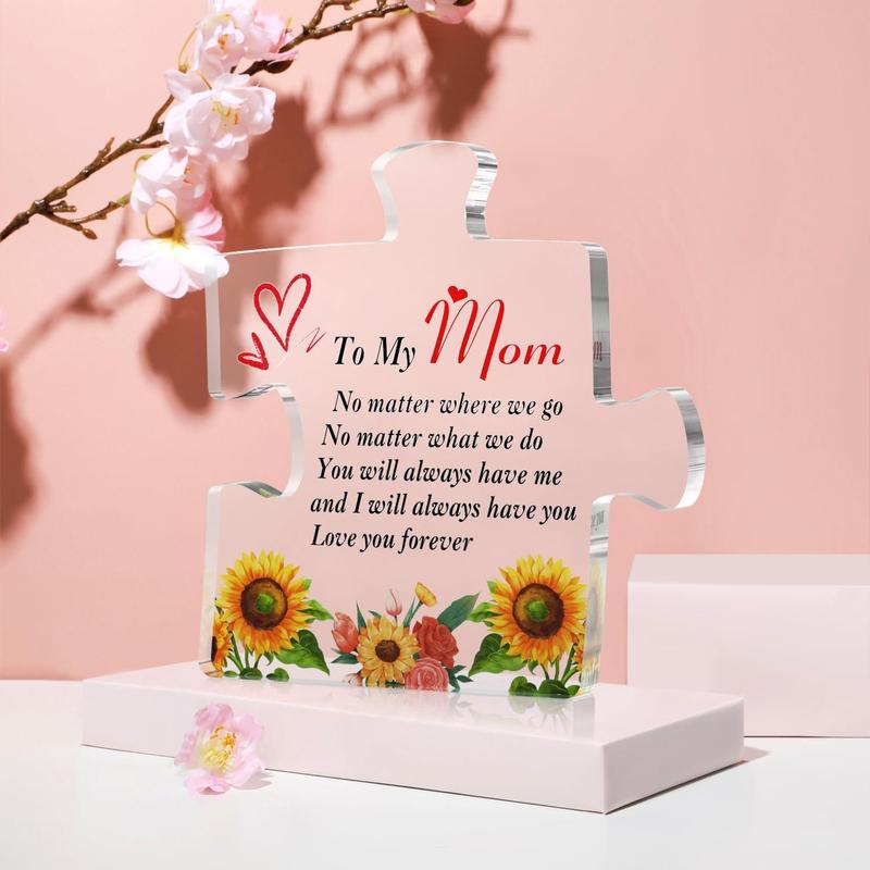 Acrylic Puzzle Gifts for Mom, Mother's Day Gift Present from Son and Daughter, Engraved Block Piece Birthday Christmas Ideas Presents, Cool Gifts for Mothers Under 10 Dollars, Style 3