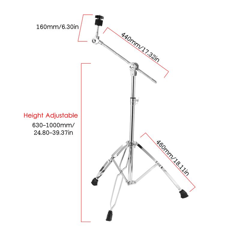 Cymbal Stand Straight & Boom Cymbal Stand Double Braced Legs Height & Angle Adjustable Drum-kit Cymbal Support Rack Heavy Duty Boom Straight Combo with Rubber Feet Suitable for 14-20 inch Cymbals