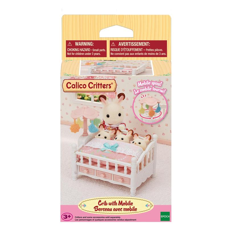 Calico Critters Crib with Mobile, Dollhouse Furniture Set with 