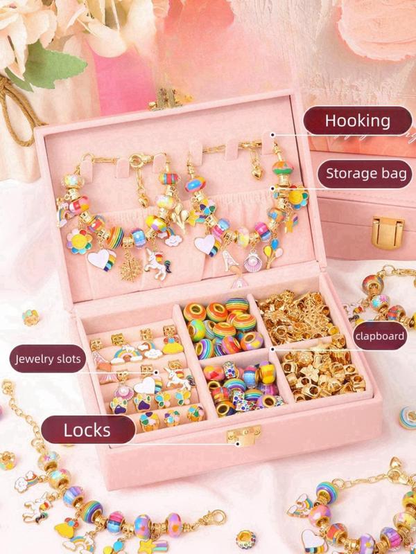 Colorblock Beaded Jewelry Making Kit, Including Beads, Charms, Elastic Thread, Lobster Clasps, Jump Rings, Jewelry Making Supplies for Bracelet & Necklace Making