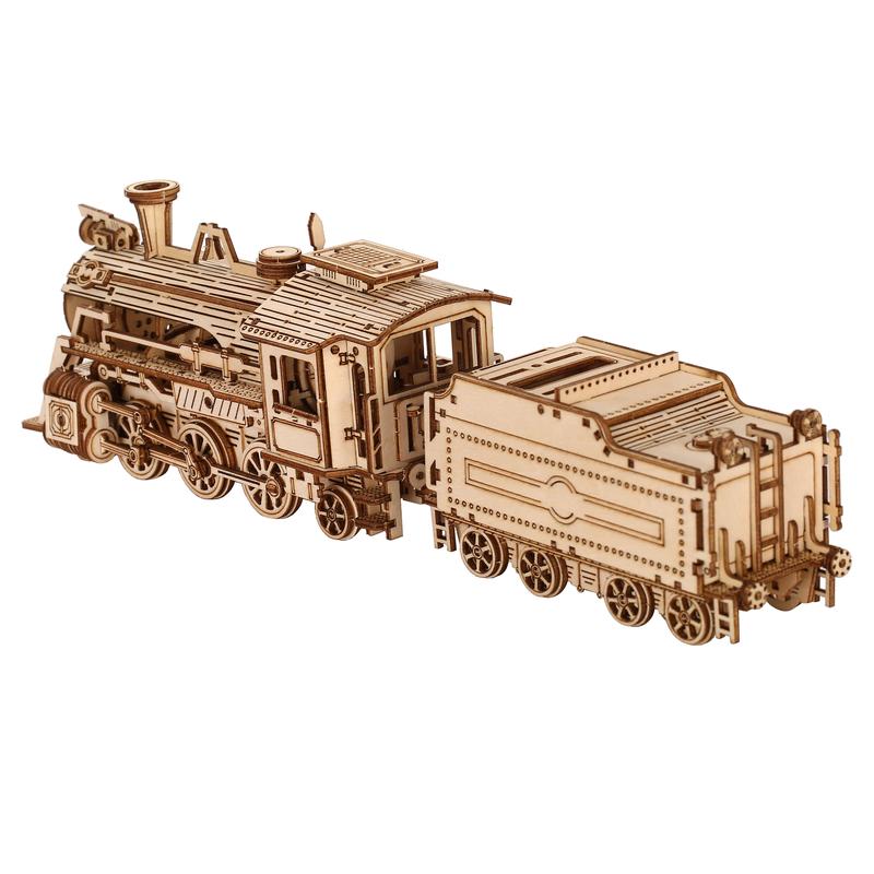 3D Wooden Puzzle for Adults-Mechanical Train Model Kits-Brain Teaser Puzzles-Vehicle Building Kits-Unique Gift