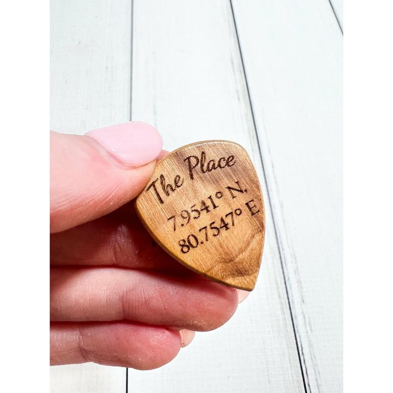 Custom Engraved Wood Guitar Pick